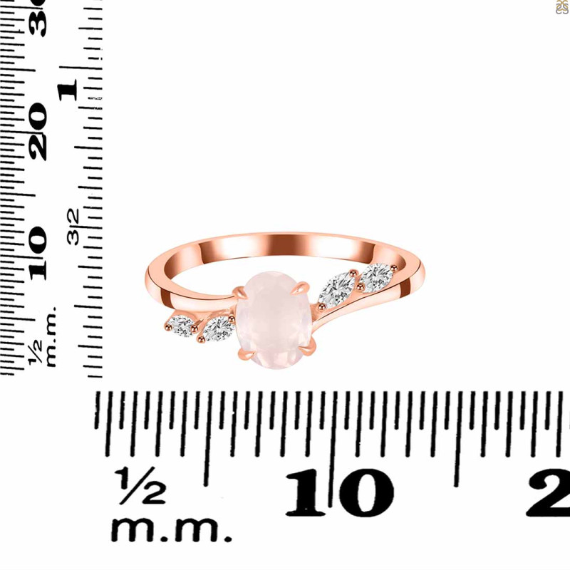 Rose Quartz & White Topaz Ring RSQ-RDR-3163.