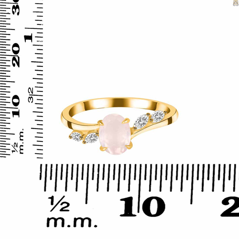 Rose Quartz & White Topaz Ring RSQ-RDR-3163.