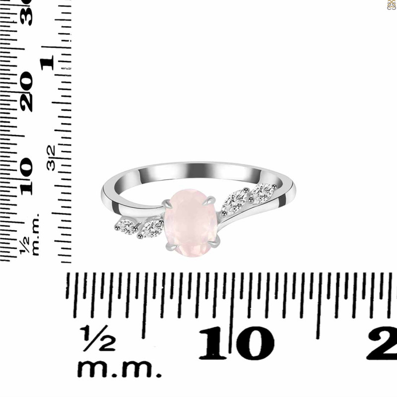 Rose Quartz & White Topaz Ring RSQ-RDR-3163.