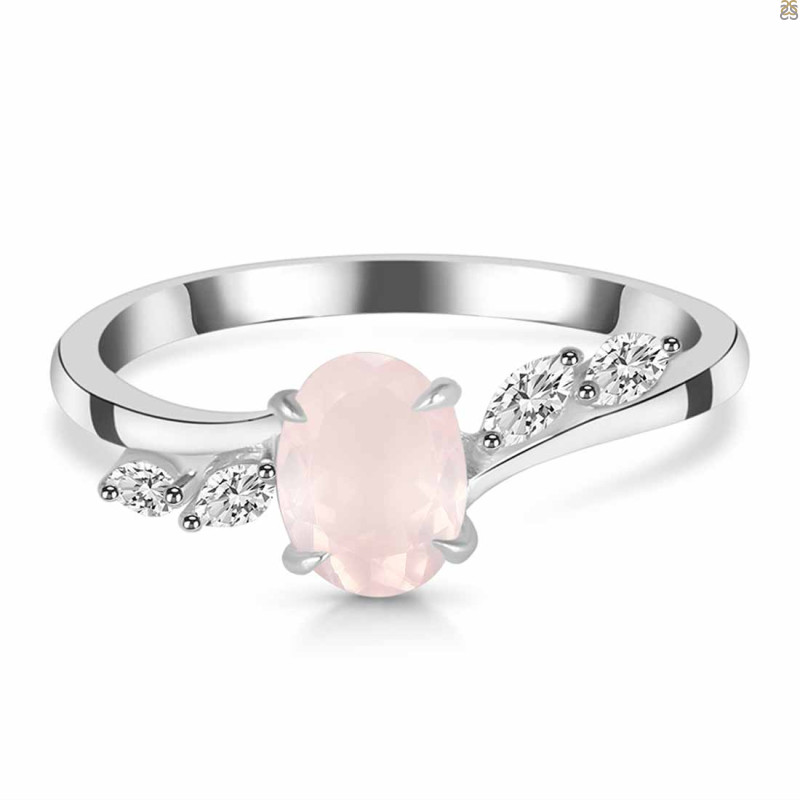 Rose Quartz & White Topaz Ring RSQ-RDR-3163.