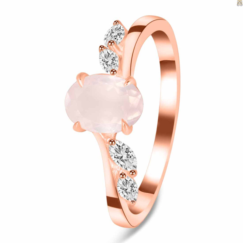 Rose Quartz & White Topaz Ring RSQ-RDR-3163.