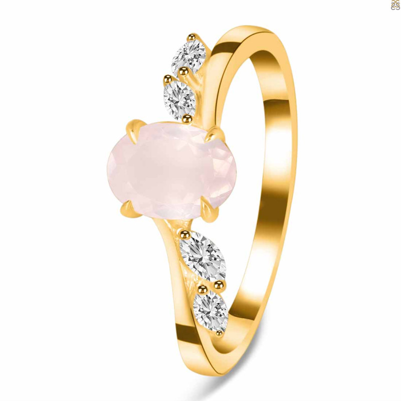 Rose Quartz & White Topaz Ring RSQ-RDR-3163.