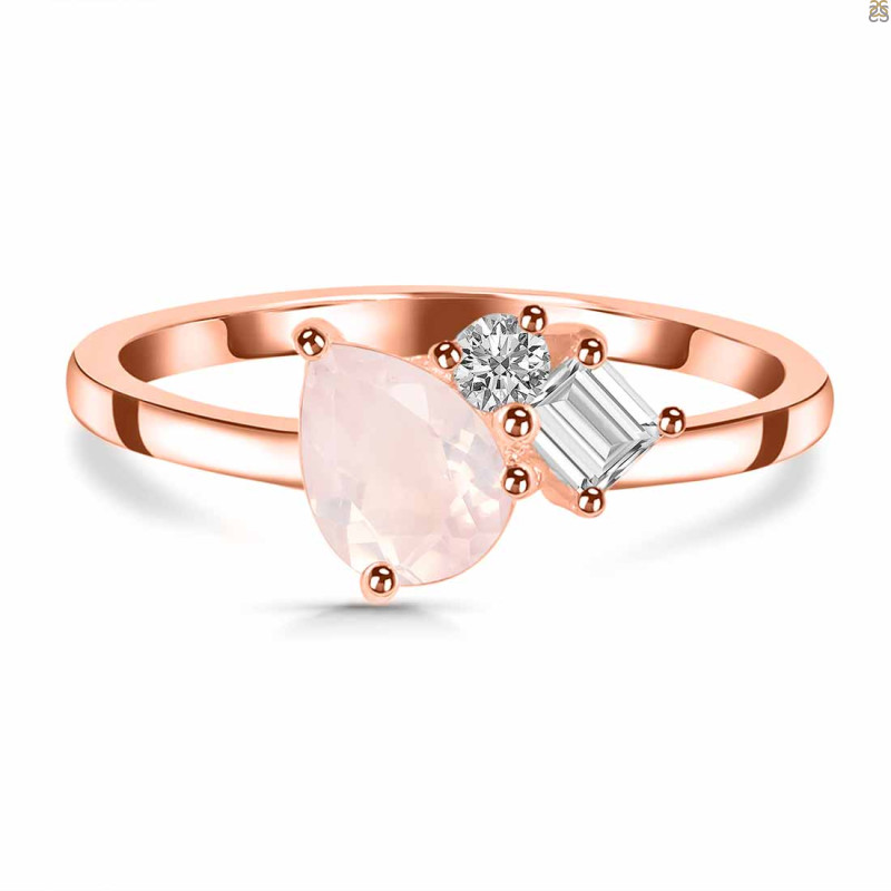 Rose Quartz & White Topaz Ring RSQ-RDR-3199.