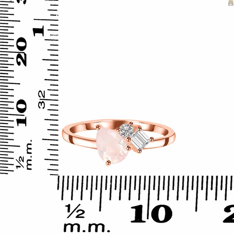 Rose Quartz & White Topaz Ring RSQ-RDR-3199.