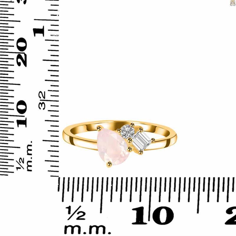 Rose Quartz & White Topaz Ring RSQ-RDR-3199.