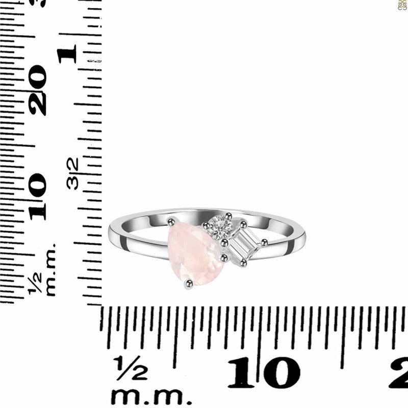 Rose Quartz & White Topaz Ring RSQ-RDR-3199.
