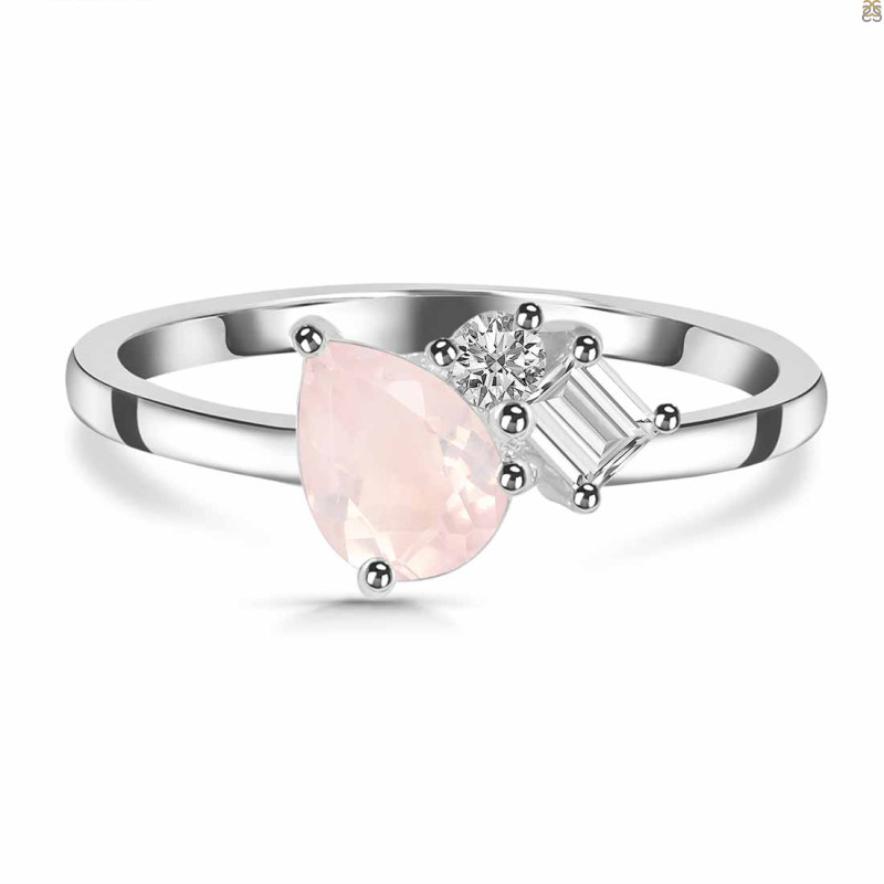 Rose Quartz & White Topaz Ring RSQ-RDR-3199.
