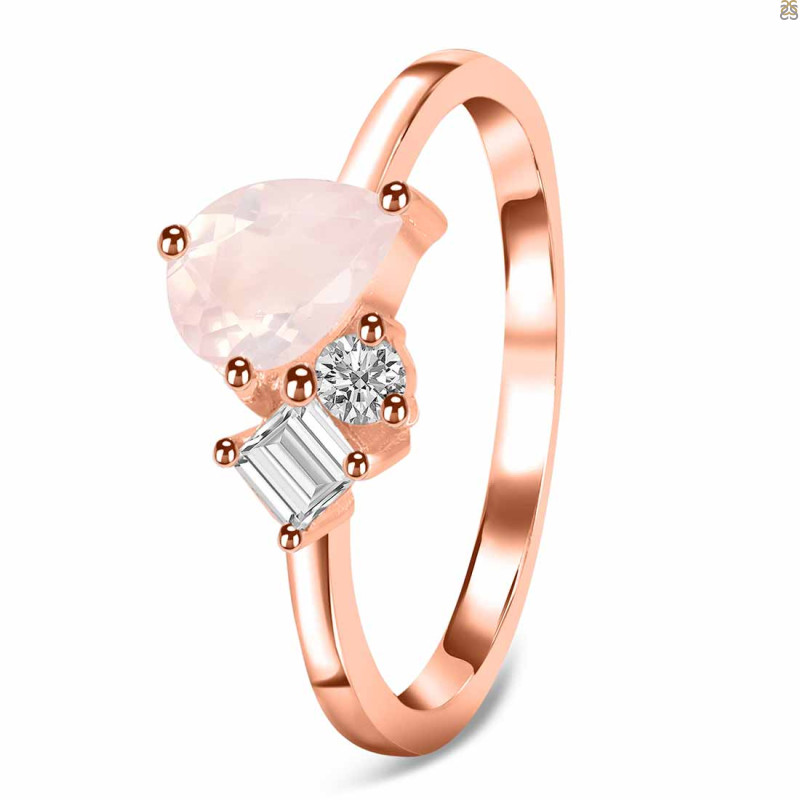 Rose Quartz & White Topaz Ring RSQ-RDR-3199.