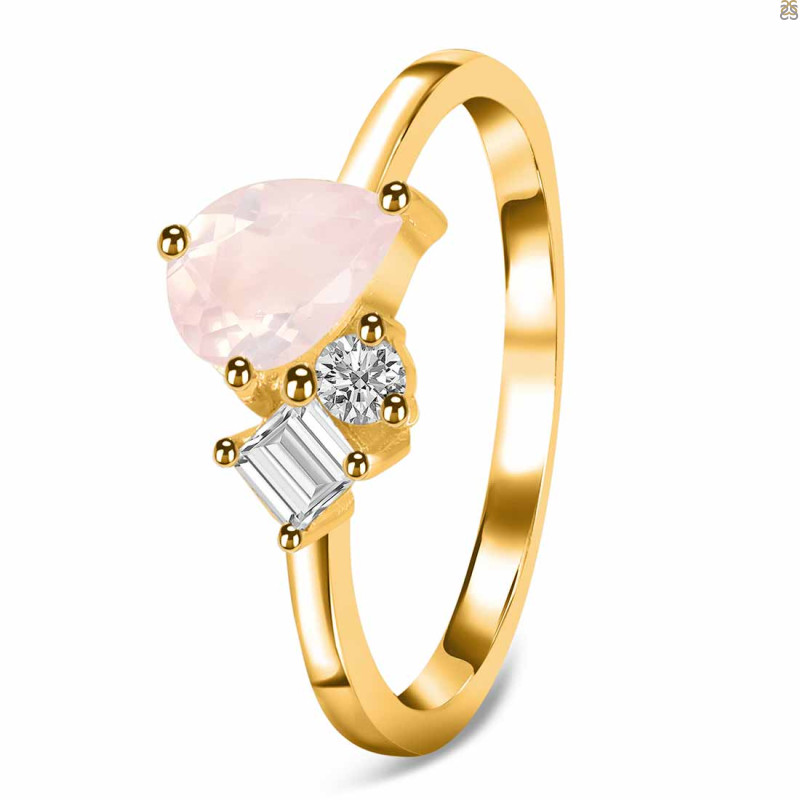 Rose Quartz & White Topaz Ring RSQ-RDR-3199.