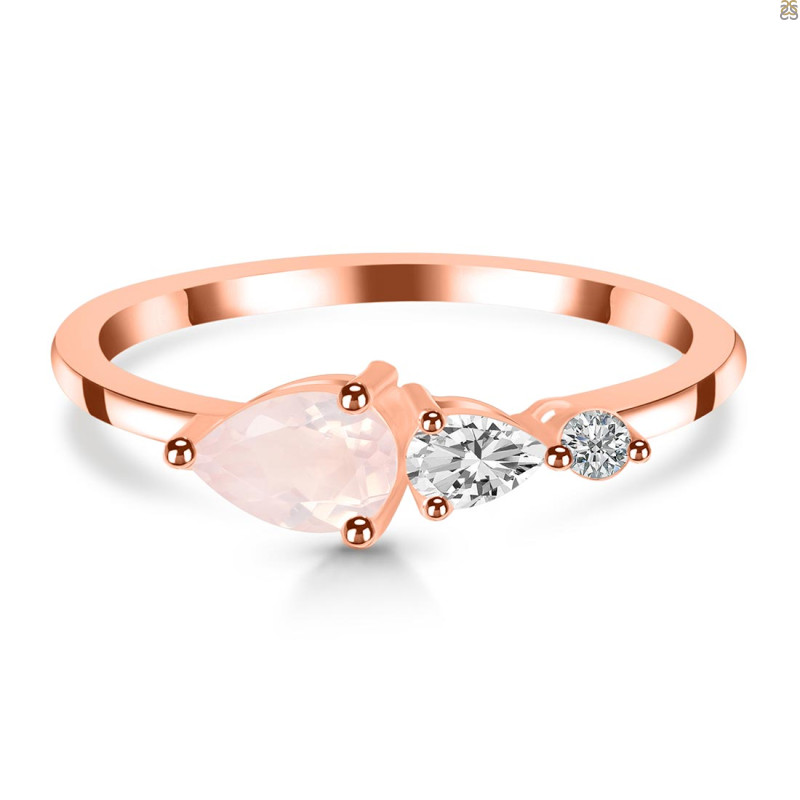 Rose Quartz  & White Topaz Ring RSQ-RDR-3238.