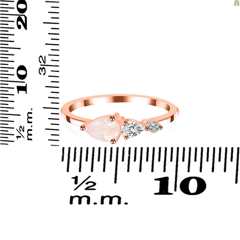 Rose Quartz  & White Topaz Ring RSQ-RDR-3238.