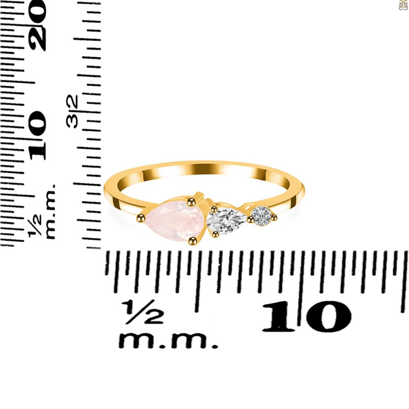 Rose Quartz  & White Topaz Ring RSQ-RDR-3238.