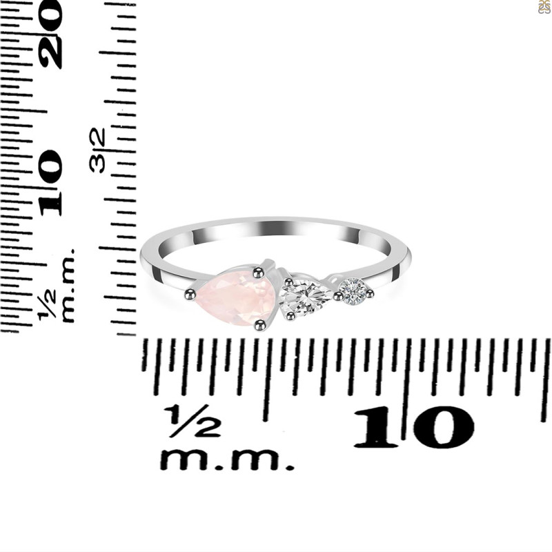 Rose Quartz  & White Topaz Ring RSQ-RDR-3238.