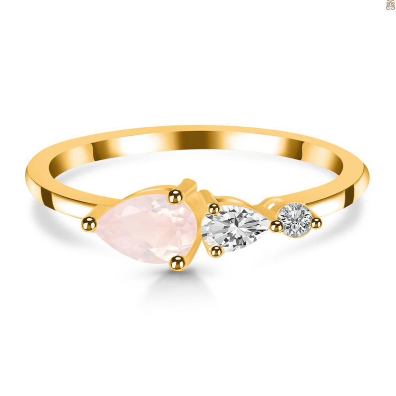 Rose Quartz  & White Topaz Ring RSQ-RDR-3238.