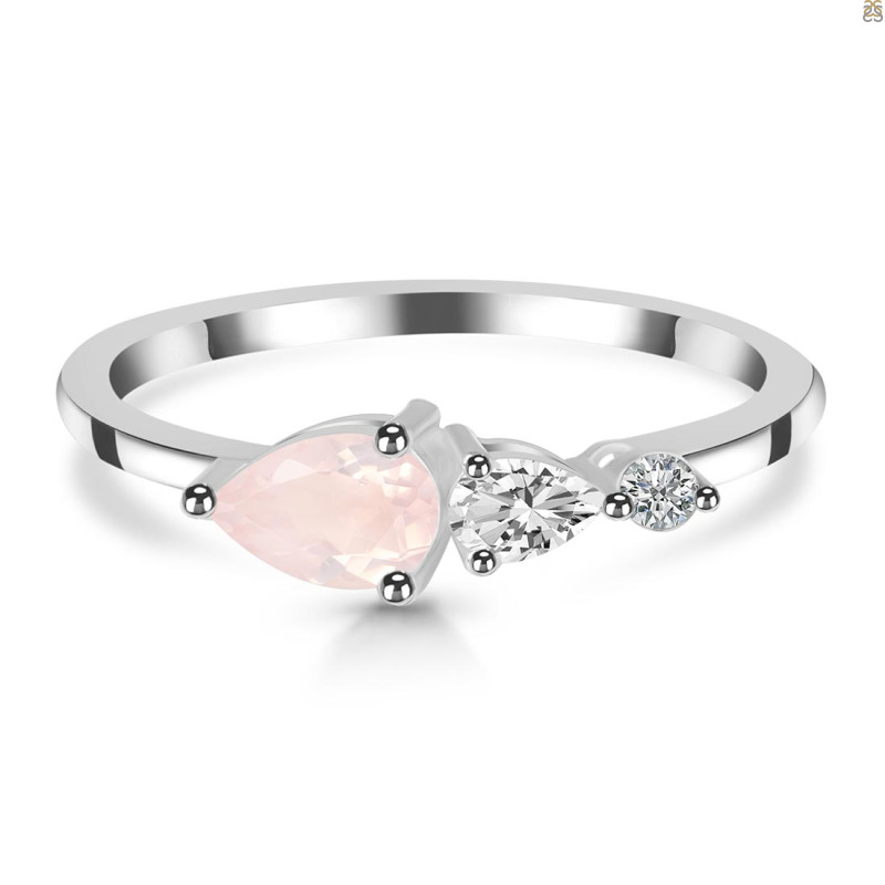 Rose Quartz  & White Topaz Ring RSQ-RDR-3238.