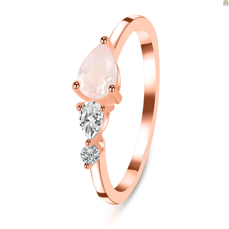 Rose Quartz  & White Topaz Ring RSQ-RDR-3238.