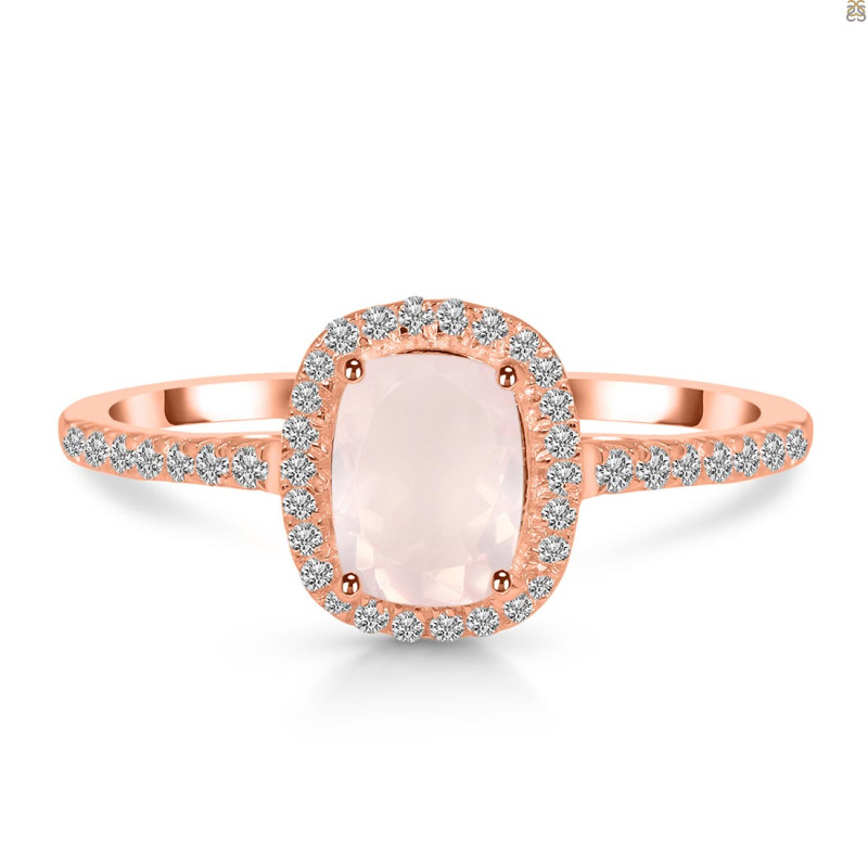 Rose Quartz & White Topaz Ring RSQ-RDR-3263.