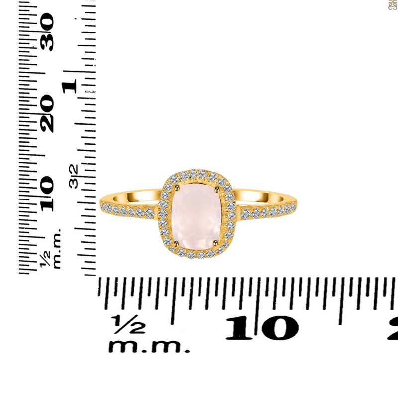 Rose Quartz & White Topaz Ring RSQ-RDR-3263.