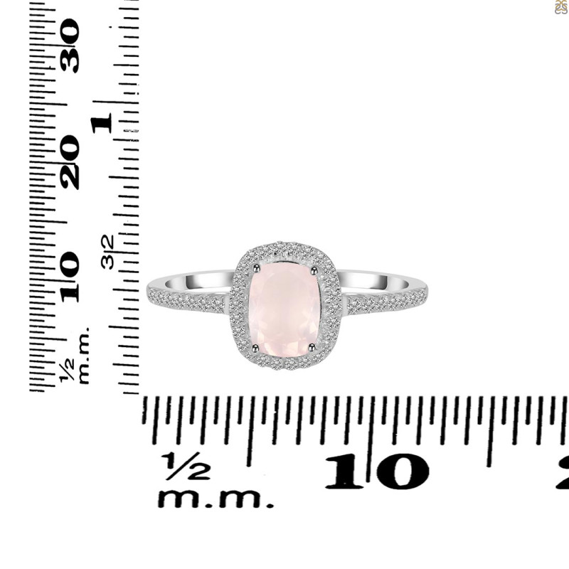 Rose Quartz & White Topaz Ring RSQ-RDR-3263.