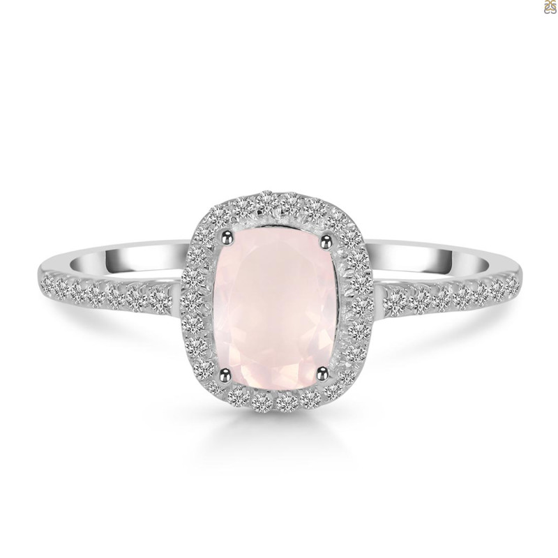 Rose Quartz & White Topaz Ring RSQ-RDR-3263.