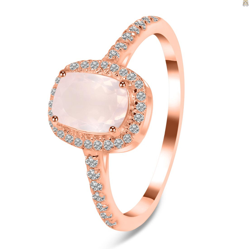 Rose Quartz & White Topaz Ring RSQ-RDR-3263.
