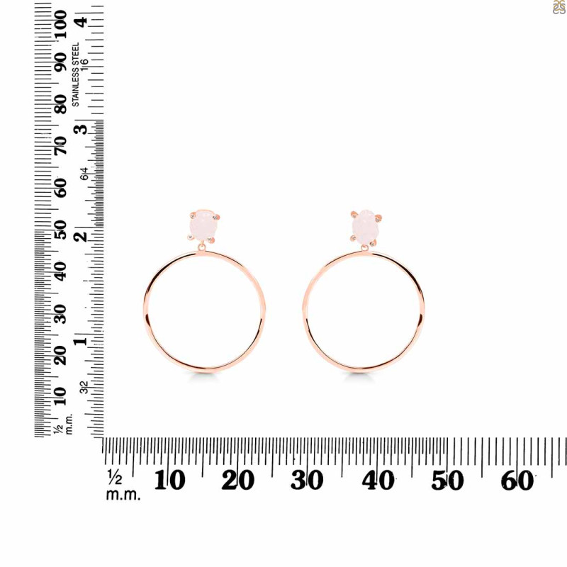 Rose Quartz  Raw Crystal & White Topaz Earring RSQ-RE-59.