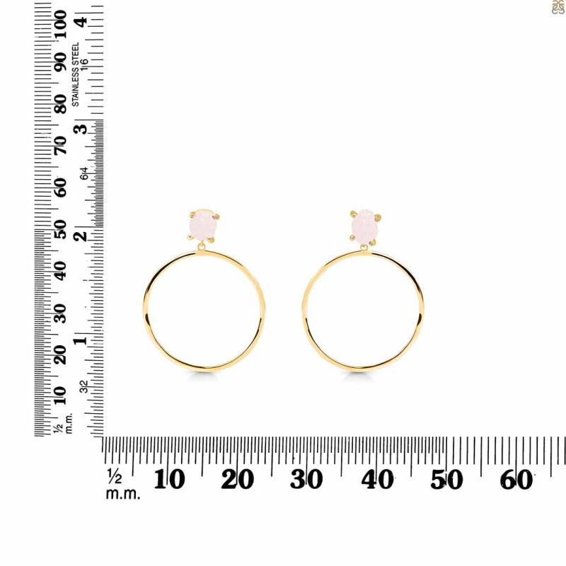 Rose Quartz  Raw Crystal & White Topaz Earring RSQ-RE-59.