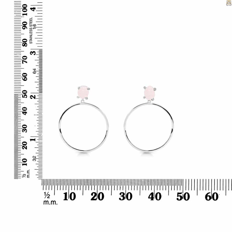 Rose Quartz  Raw Crystal & White Topaz Earring RSQ-RE-59.