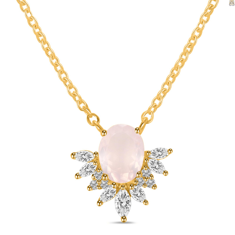 Rose Quartz & White Topaz Necklace RSQ-RN-72.