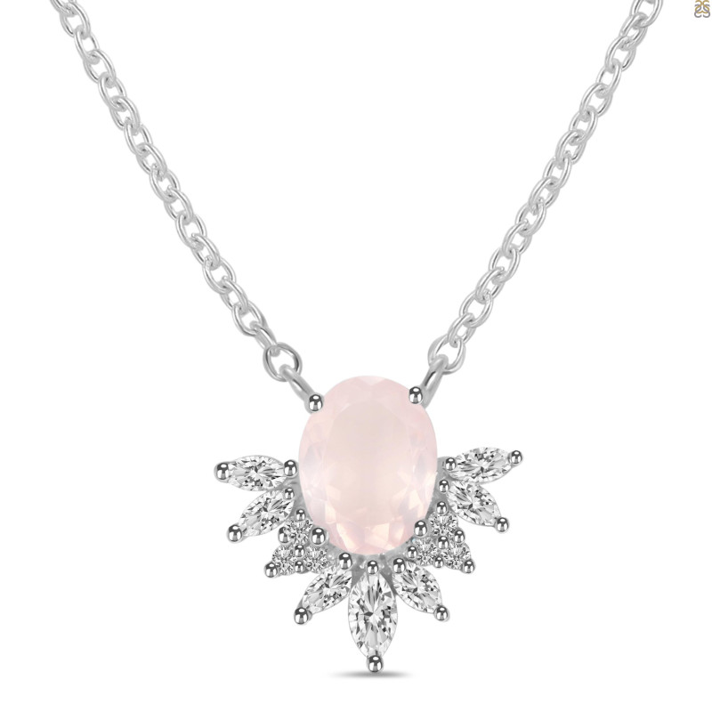 Rose Quartz & White Topaz Necklace RSQ-RN-72.