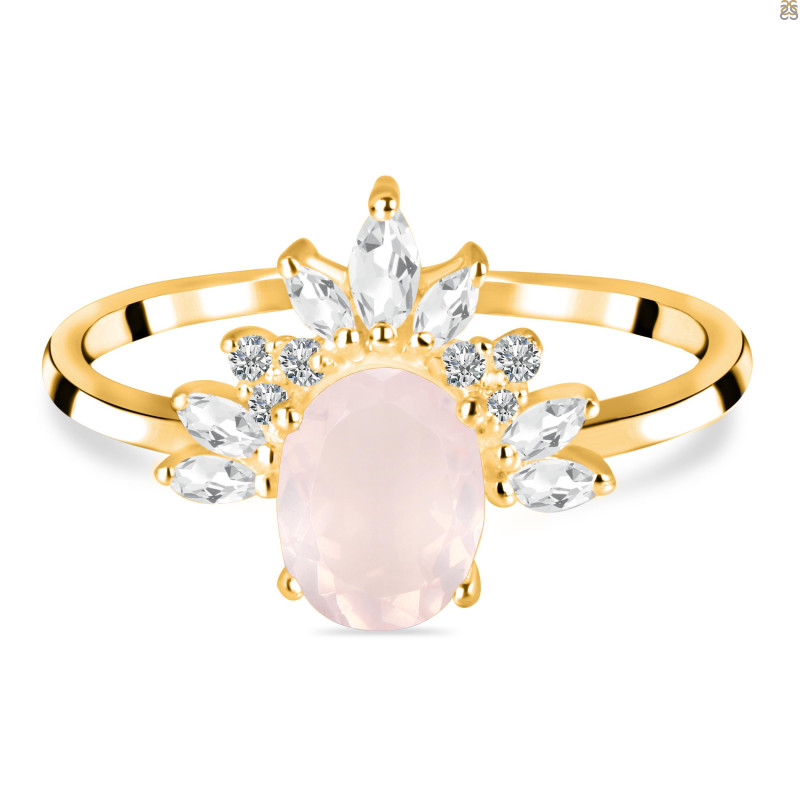 Rose Quartz & White Topaz Ring RSQ-RR-405.