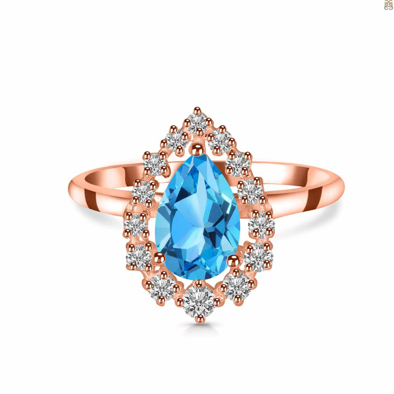 Swiss Blue Topaz & White Topaz Ring SBTZ-RDR-2770.