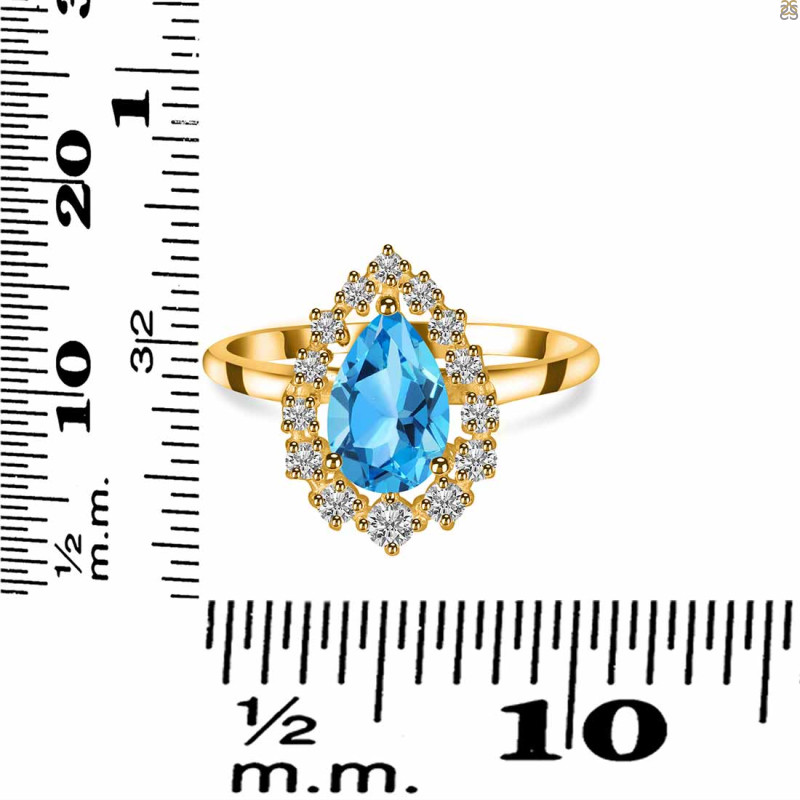 Swiss Blue Topaz & White Topaz Ring SBTZ-RDR-2770.