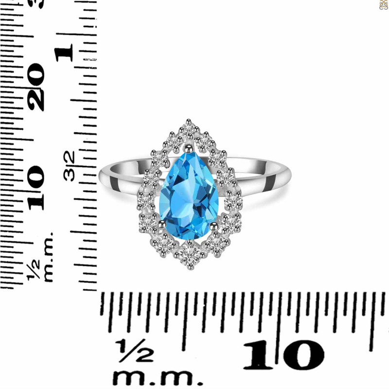 Swiss Blue Topaz & White Topaz Ring SBTZ-RDR-2770.