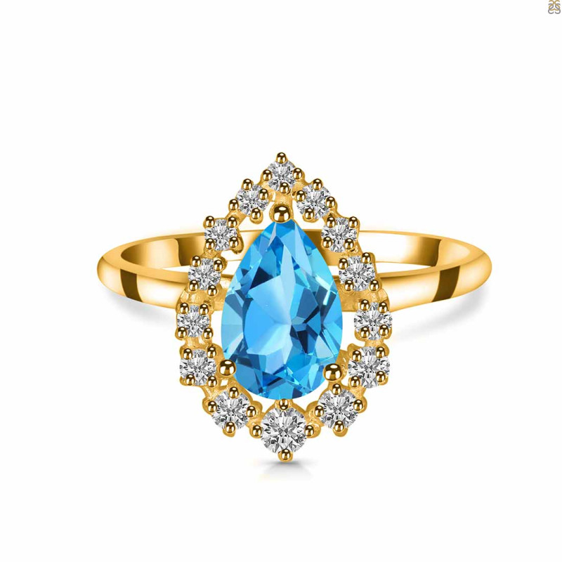 Swiss Blue Topaz & White Topaz Ring SBTZ-RDR-2770.