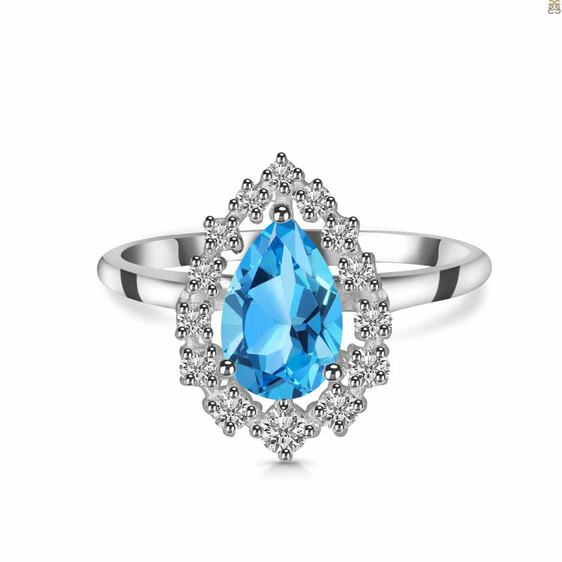 Swiss Blue Topaz & White Topaz Ring SBTZ-RDR-2770.