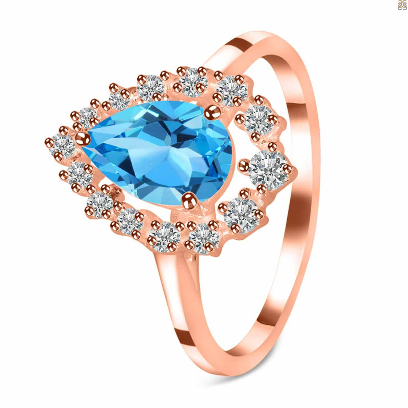 Swiss Blue Topaz & White Topaz Ring SBTZ-RDR-2770.