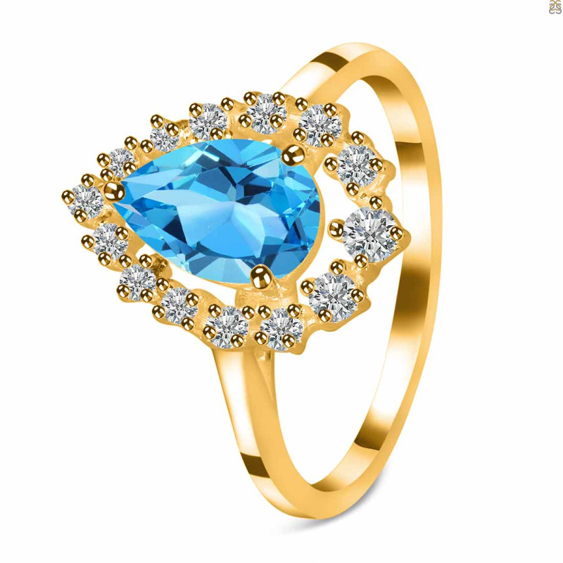 Swiss Blue Topaz & White Topaz Ring SBTZ-RDR-2770.