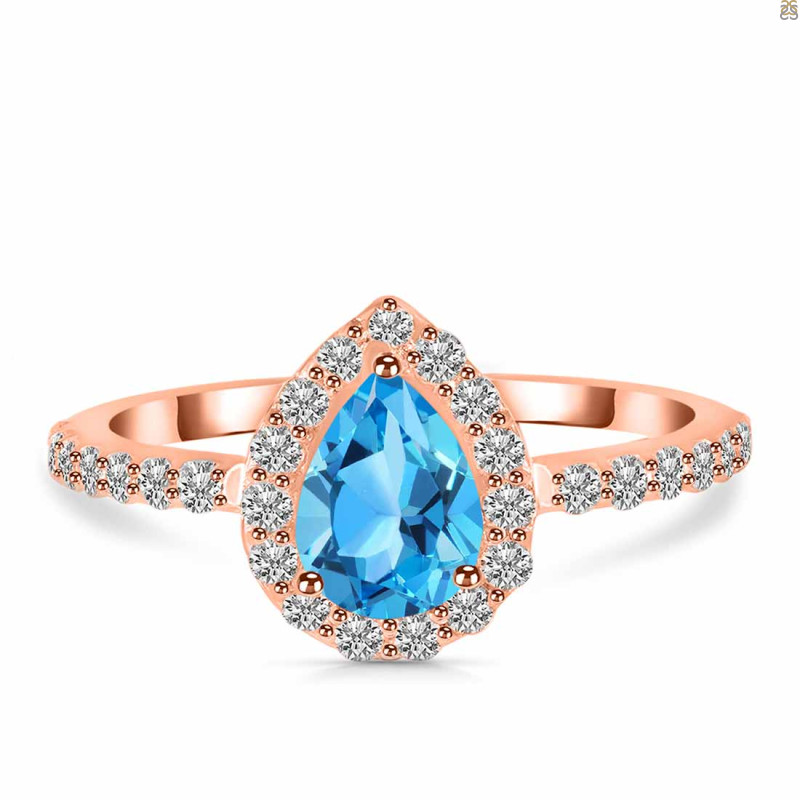 Swiss Blue Topaz & White Topaz Ring SBTZ-RDR-3161.
