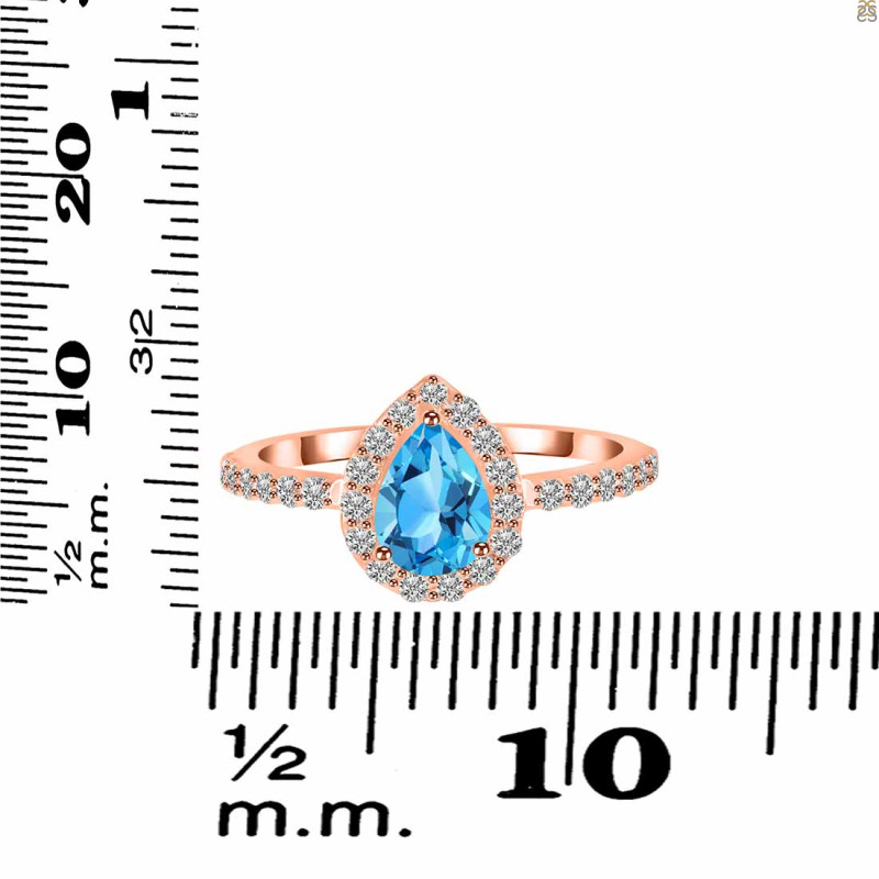 Swiss Blue Topaz & White Topaz Ring SBTZ-RDR-3161.