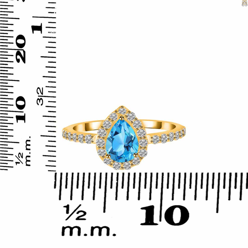 Swiss Blue Topaz & White Topaz Ring SBTZ-RDR-3161.