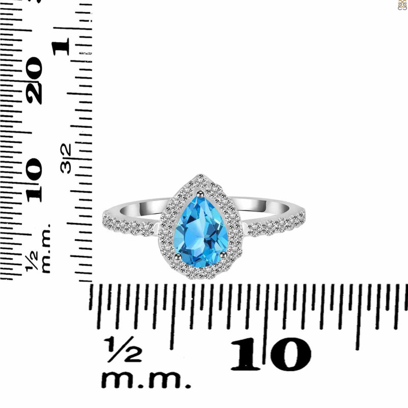 Swiss Blue Topaz & White Topaz Ring SBTZ-RDR-3161.