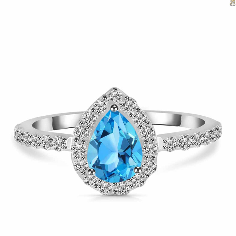 Swiss Blue Topaz & White Topaz Ring SBTZ-RDR-3161.