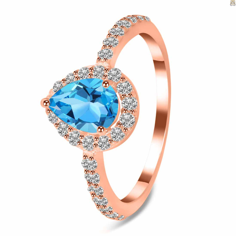 Swiss Blue Topaz & White Topaz Ring SBTZ-RDR-3161.