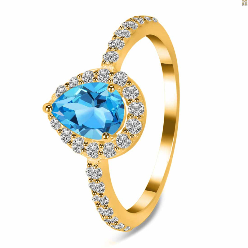 Swiss Blue Topaz & White Topaz Ring SBTZ-RDR-3161.
