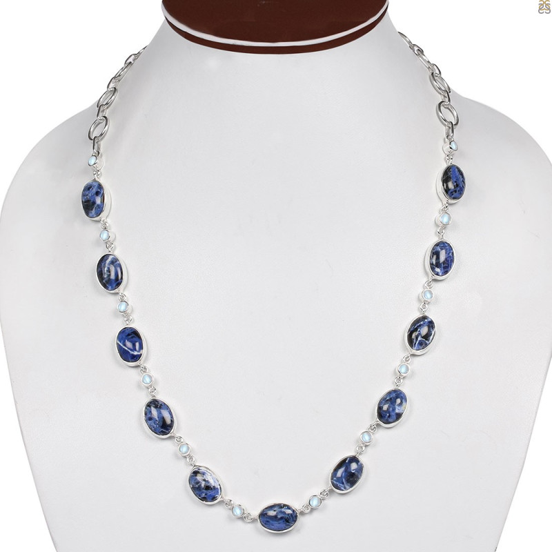 Sodalite/Moonstone Necklace-NSL SDL-12-2