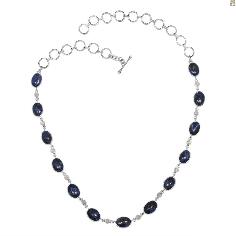 Sodalite/Moonstone Necklace-NSL SDL-12-4