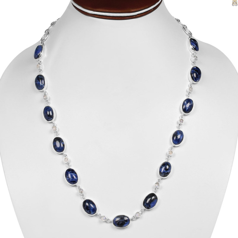 Sodalite/Moonstone Necklace-NSL SDL-12-4