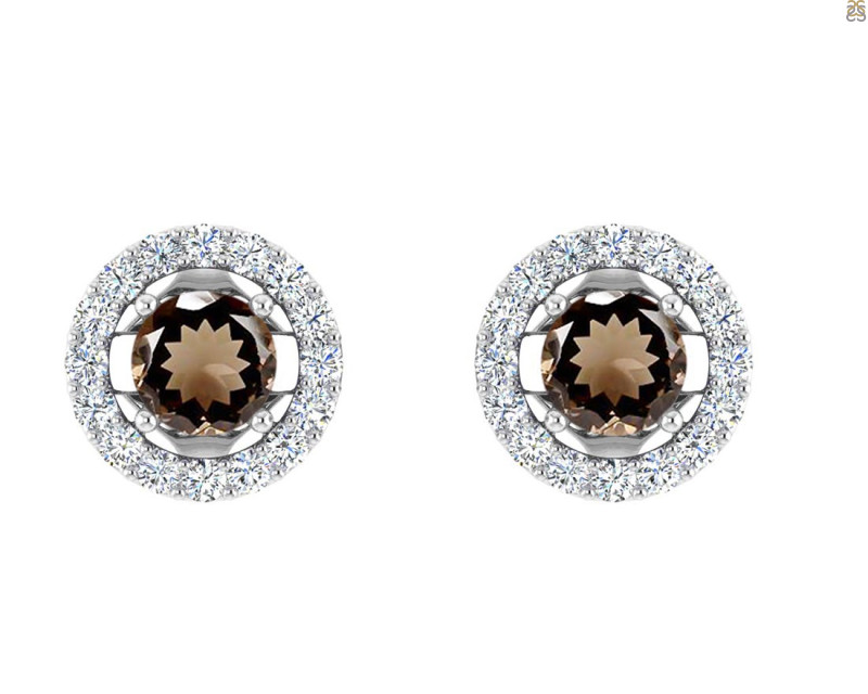 Smoky & White Topaz Stud Earring SMY-RDE-984.
