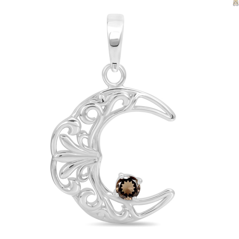 Smoky Crescent Moon Pendant SMY-RDN-150-A.